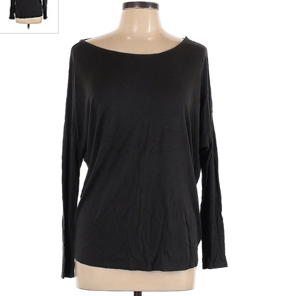 Old Navy Black Open Back Long Sleeve Top Shirt Women's Large L Basic Simple EUC - Picture 1 of 4